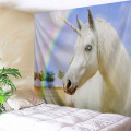 Unicorn White Tapestry Rainbow Wandbehang Tier Tapisserie für Wohnzimmer Schlafzimmer Home Wohnheim Dekor