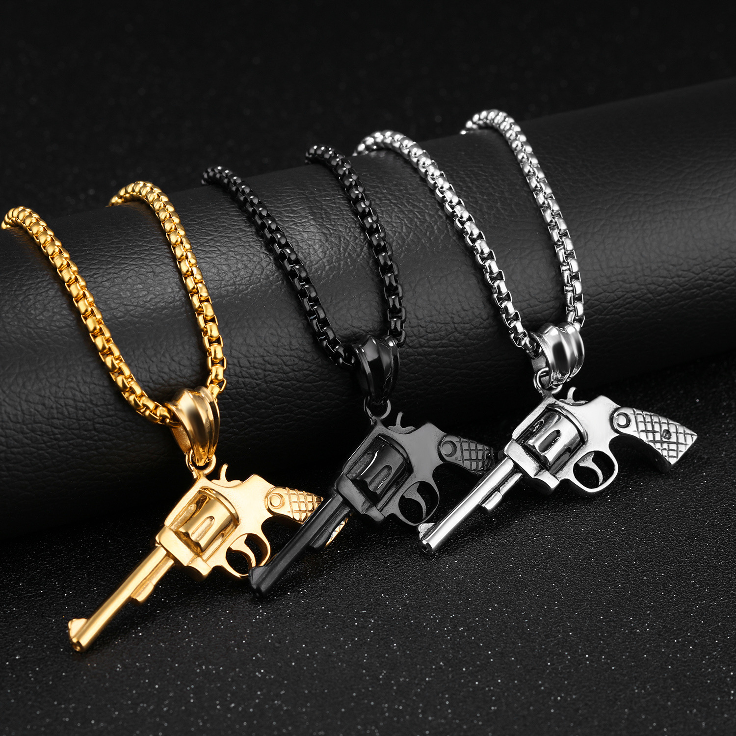 stainless steel hiphop jewelry gun pendant necklace men,newest mens luxury gold gun accessories