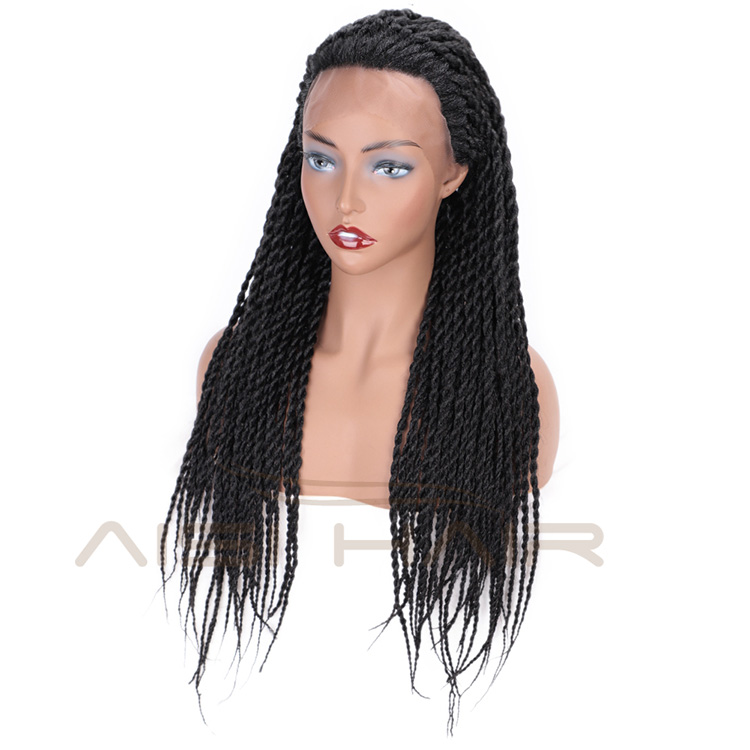 Aisi Hair Heat Resistant Synthetic Fiber Lace Front Twists Braids Wig Lace Front Long Braiding Wigs for Black Women