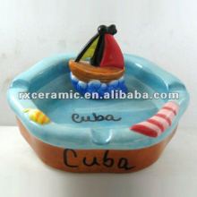 2010 Hand-painted Ceramic Ashtray -Ship