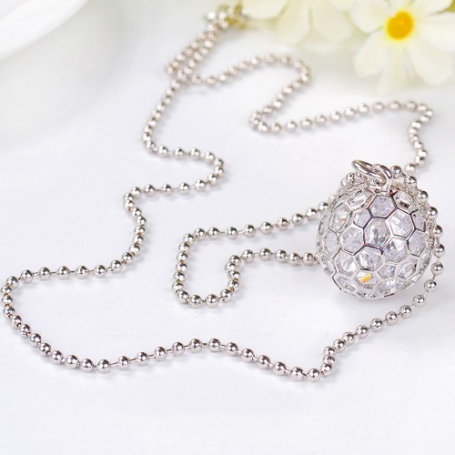 Metalen kralen ketting bal vorm met Rhinestone Pendant Necklaces 2015