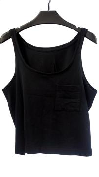 Ladies' Black Tank Top With Large Round Neck