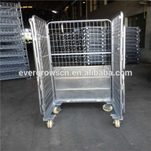 Portable Mobile Storage Wire Mesh Roll Containers Auto Trolley