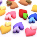 Double Heart Flat Back Resin Cacbochon For Girls Hair jewelry Creative Resin Charms Phone Stick Keychain Necklace Pendant DIY