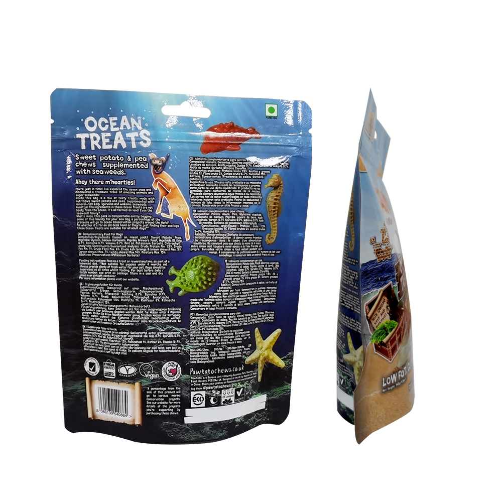 يعالج حيوانات الأليف الطبيعية Kraft Compostable عبوة OEM Doypack