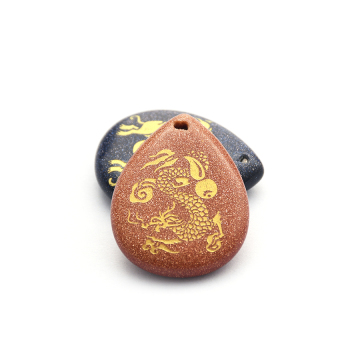 Yellow&Blue Sandstone Stones Pear Shape Carving
