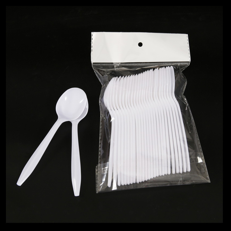 White PP Disposable Plastic Spoon Fork Dessert Spoon