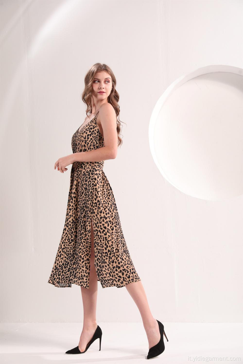 Abito midi con slip leopardato