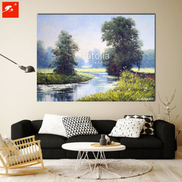 New Impressionism Spring Green Riverside Canvas Painting