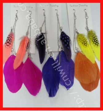 Fashion Jewelry Earring Fashion Wedding Jewelry Earings Long Earring Colorful Feather Earring