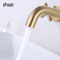 Hot Cold Outdoor Faucet Brushed Gold 3 Hole Wall Mounted Shower Faucet Manufactory