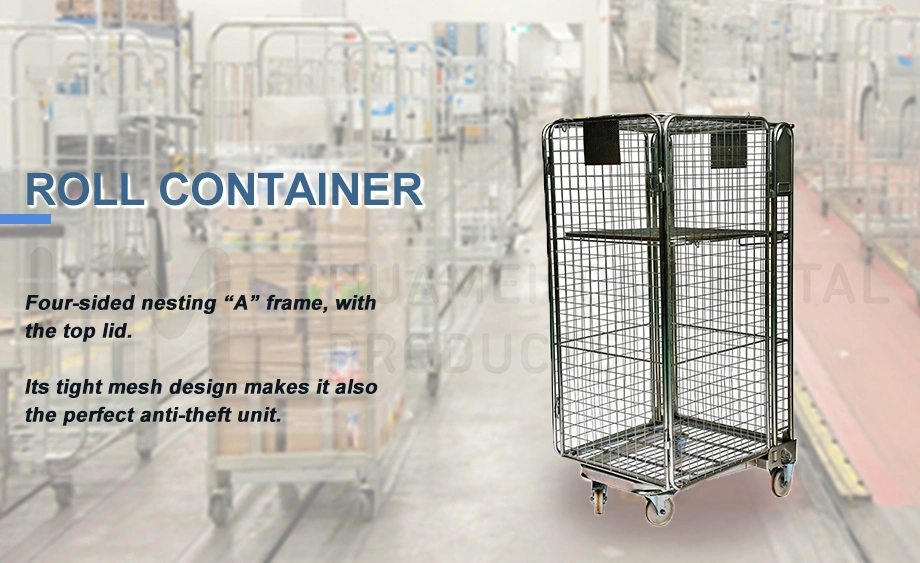 Logistic Nested Metal Storage Cages with Wheels Wire Mesh Steel Trolleys