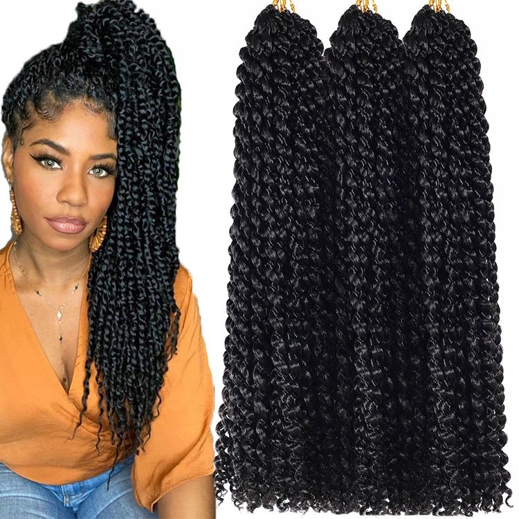 Deep Water Wave Twist Crochet Hair Deep Curly Long Twist Braiding Hair Extension 20 Inch Solid And Ombre Color Synthetic Fiber