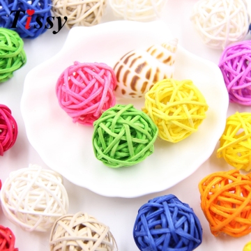 20PCS 3CM 11Colors Rattan Ball Wood Craft DIY Sepak Takraw Balls Home Ornaments&Christmas/Birthday/Wedding Party Decorations