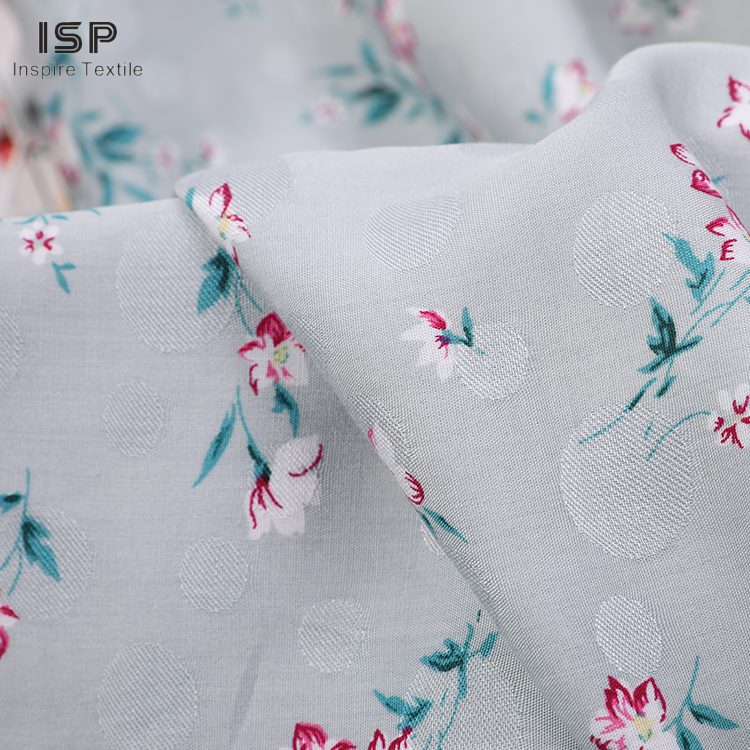 Letzte Stock Lot Soft Viskose gedrucktes Blumenrayon Jacquard gewebter Stoff