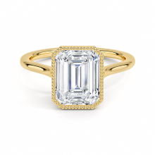 18K Emerald Cut Lab Diamond Solitaire Ring | Floral Jewelry