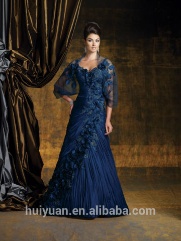 royal blue full length appliqued flowers mother of the bride taffeta suits