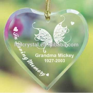 heart shape Christmas glass crystal ornament