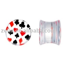 acrylic playing card suit ear plug piercing jewelry
