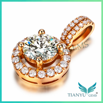 18K yellow gold necklace jewelry,Moissanite diamond pendent for choker necklace