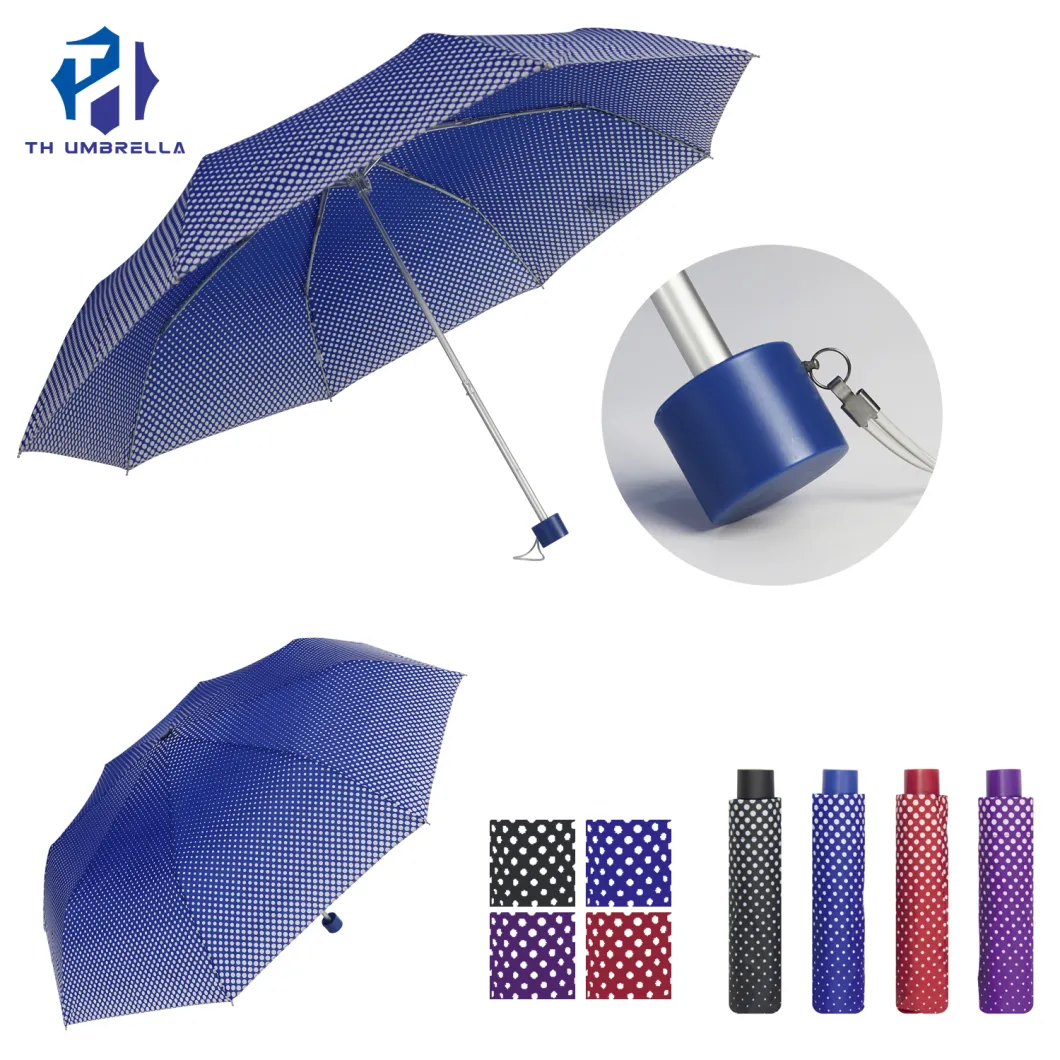 3 Folding Manual Open Fiberglass Umbrella with Dots Prints