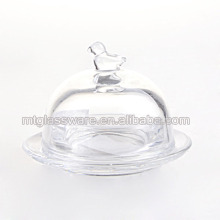 Mini glass candy dish butter dish with lid crystal jar with bird lid
