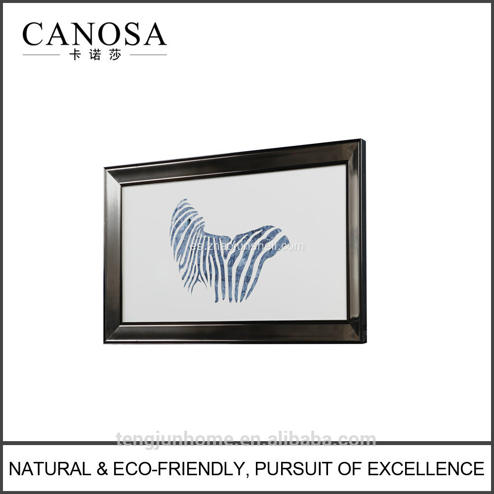 Cebra de shell CANOSA azul cuadro de pared con marco de metal