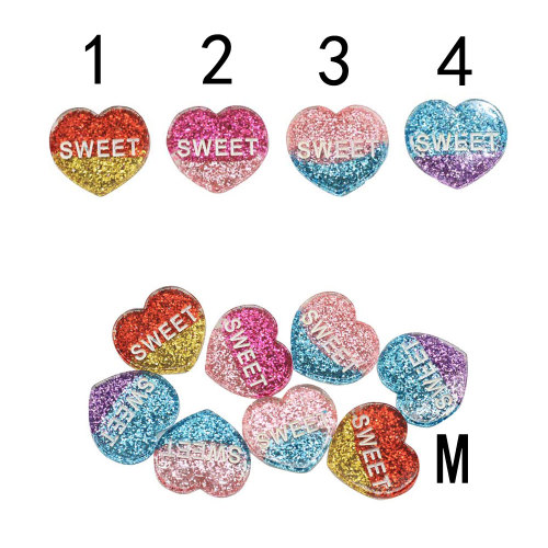 Mestiere della resina del cuore dolce di colore della miscela del cabochon del cuore di scintillio 100pcs / Lot per l&#39;accessorio dell&#39;anello dei perni dei capelli delle ragazze delle donne