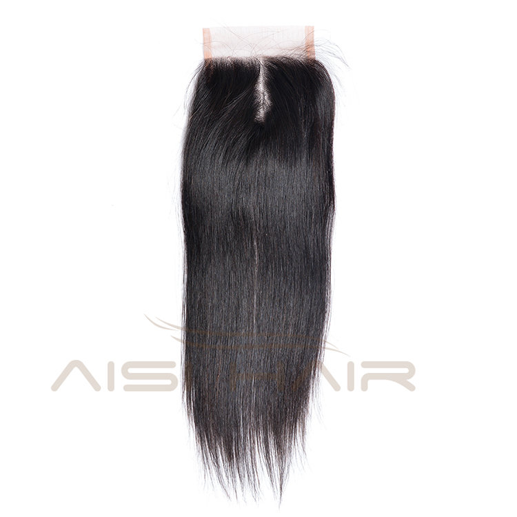 Aisi Hair High Quality 14 Inch Long Silky Straight Wave 4X4 Lace Closure Brazilian Human Hair Extension For Women