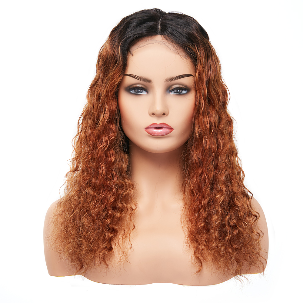 1B/30 Ombre  Partial Mink Virgin Jerry Curl Human Hair Swiss Lace Frontal Wig For African Americans