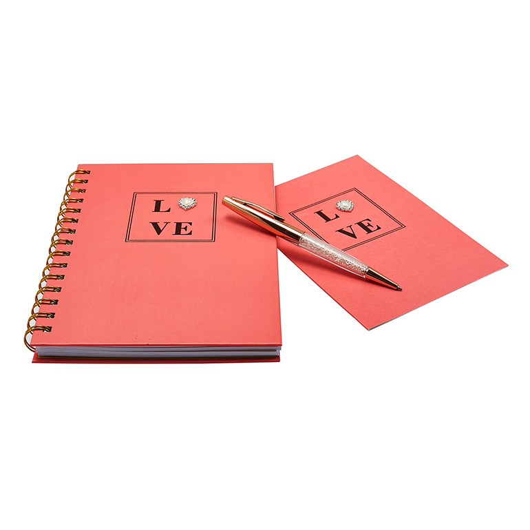 New Product Notebook And Pen Gift Set For Love, Custom Luxury Office Stationery Set With Heart Pearl