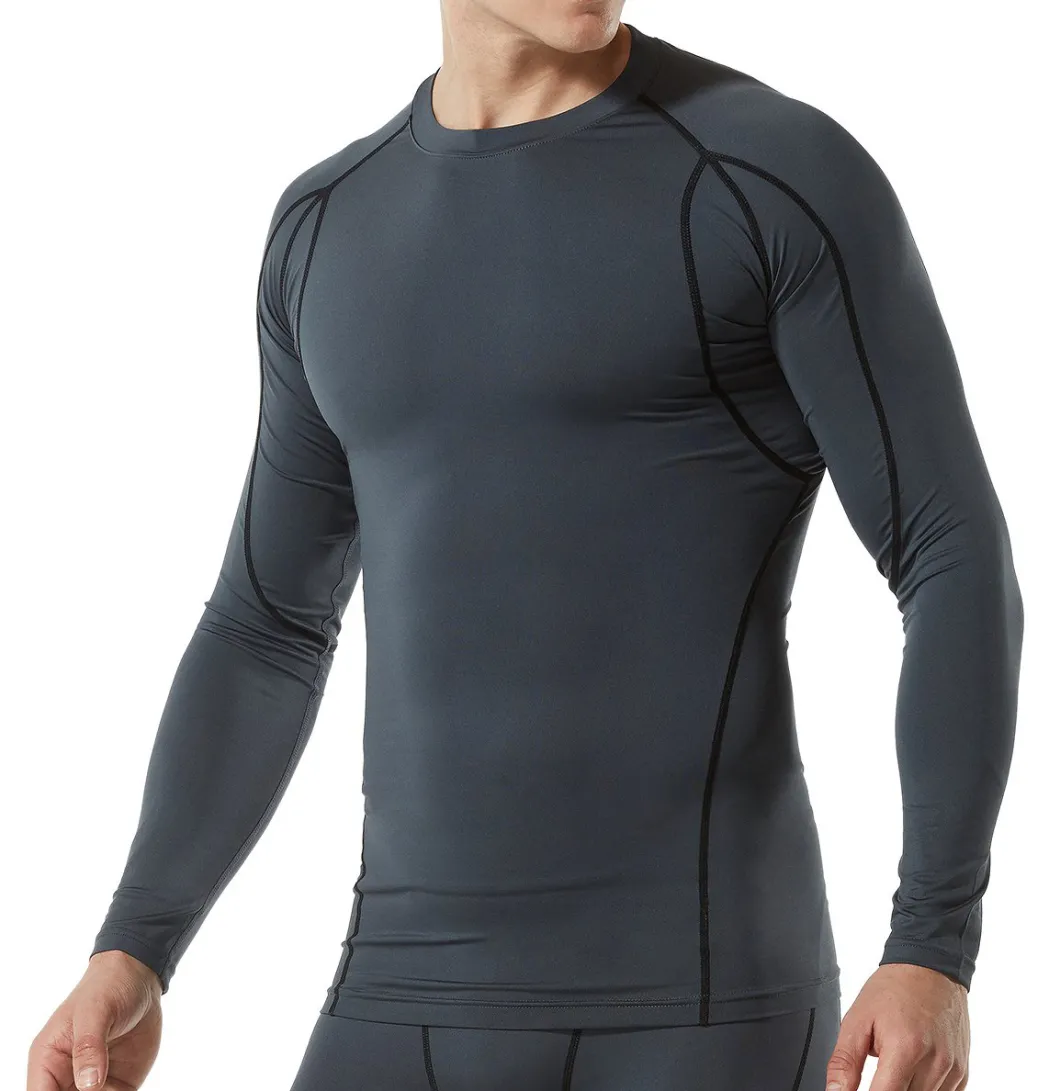 Custom Mens Blank/Plain Gym Fitness Compression Sports/Athletic Running Long Sleeve Dry Fit T-Shirt