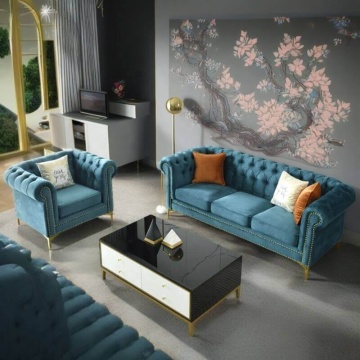 1+3 Seater Velvet Chesterfield Fabric Sofas