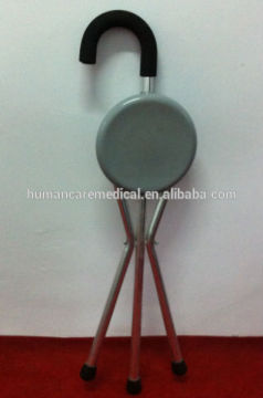 Durable cane with seat folding