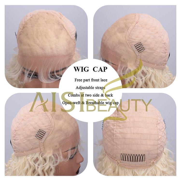 Aisi Beauty Top Quality Vendor Long Wavy 13x6 Kinky Curly 613 Blonde Swiss Lace Synthetic Hair For Black Women Lace Front Wig