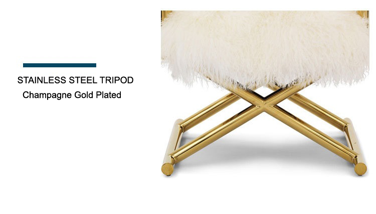Modern Style Luxurious White Wool Golden Legs Italian Design Chair