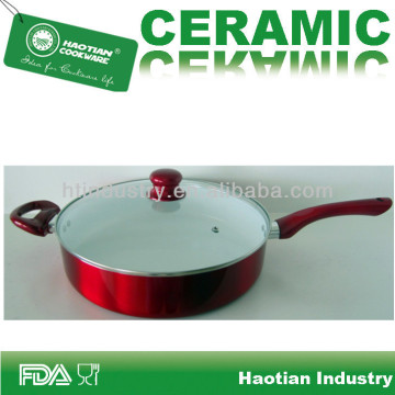Deep fry pan with white ceramic coated,double handle fry pan