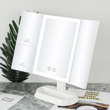 3 Color Lighting Modes Trifold LED Makeup Mirror