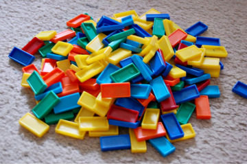 Domino Rally colorful plastic dominos for assemblage art