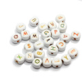 100pcs Zinc Alloy Letter Beads Double Face Flat Round Enamel Charms for DIY Pendants Bracelet Jewelry Making Accessories