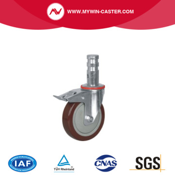 Round Stem Swivel Braked PU Scaffolding Caster