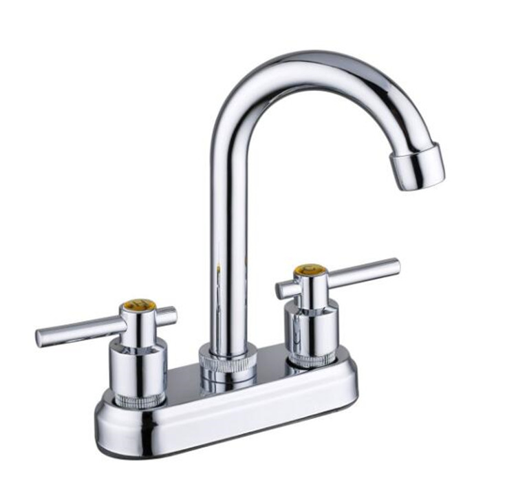 Economic deck mounted high quality kitchen faucets, double handle mixer water taps, factory commercial kitchen faucet