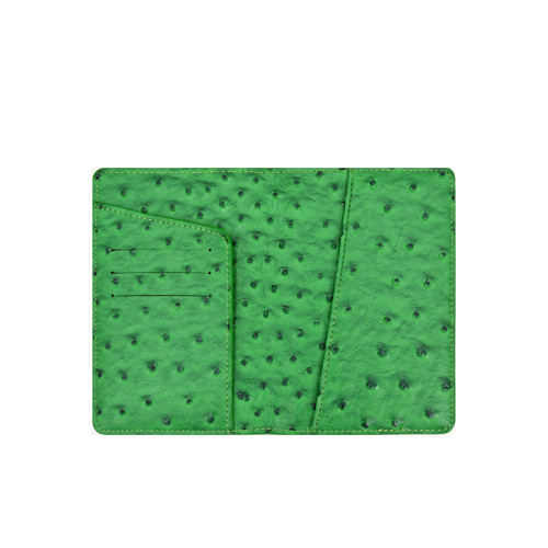 Custom Unisex Green Ostrich Genuine Leather Passport Holder