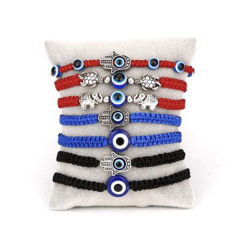 Evil Eye Bracelets Handmade Adjustable Protection Red Black Blue String Elephant Turtle Beaded Bangle Strand Set for Women Girls