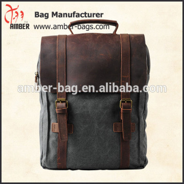 Genuine Cow leather bag canvas bag BACKPACK