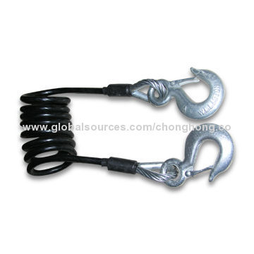 Wire Rope Accessories with Eye Hooks and Thimbles on Both Ends, Black Plastic Coated Aircraft Cable