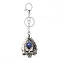 Gemstone Crystal CAB Silver Skull Stone KeyChains Natural Stone Skeleton Key Ring Alloy Skull Key Chains for Birthday Gift