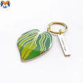 Metallanpassad logotyp Gold Plant Charm Keychain