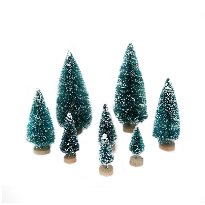 8pcs/set Artificial Mini Christmas Tree Snow Frost Small Pine Tree DIY Crafts Desktop Decoration Christmas Decoration Ornaments