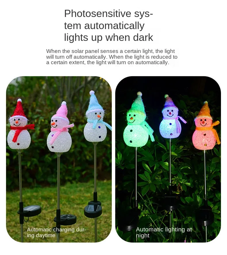 Illuminating Festive Snowman Solar Floor Lamps for Outdoor Decor